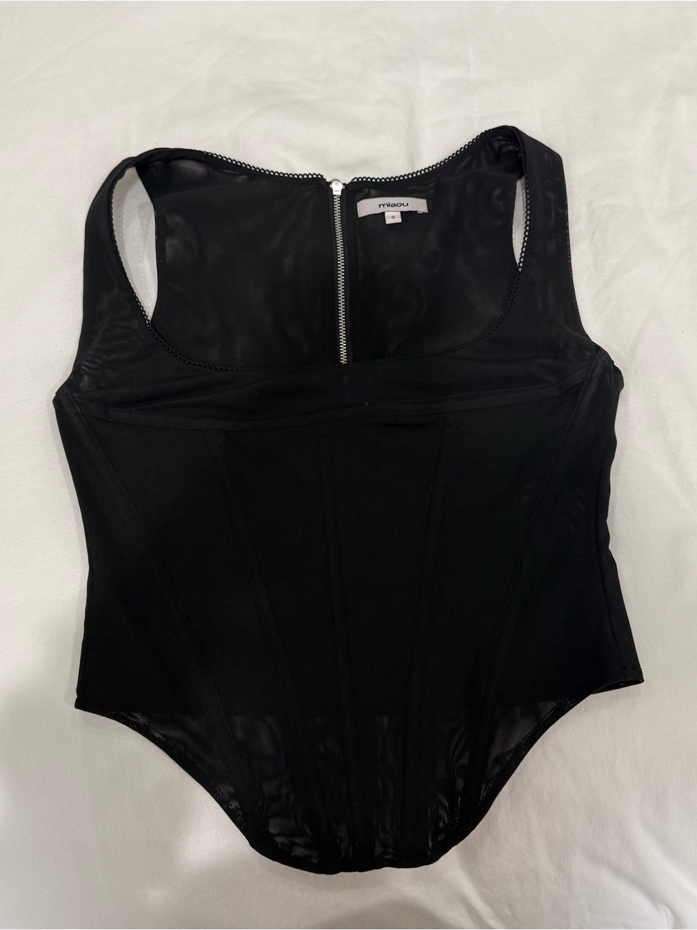 Miaou Black Mesh Zip Corset Top